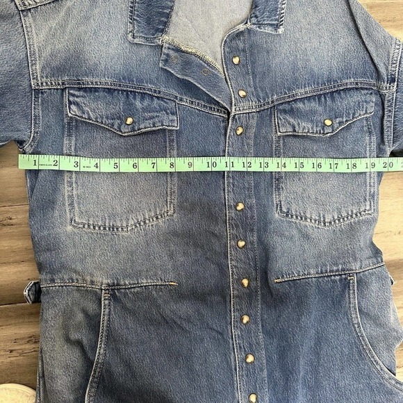 NWT Free People X Cares FP Townes Denim Jumpsuit Coverall High Noon Women's L - Picture 6 of 10